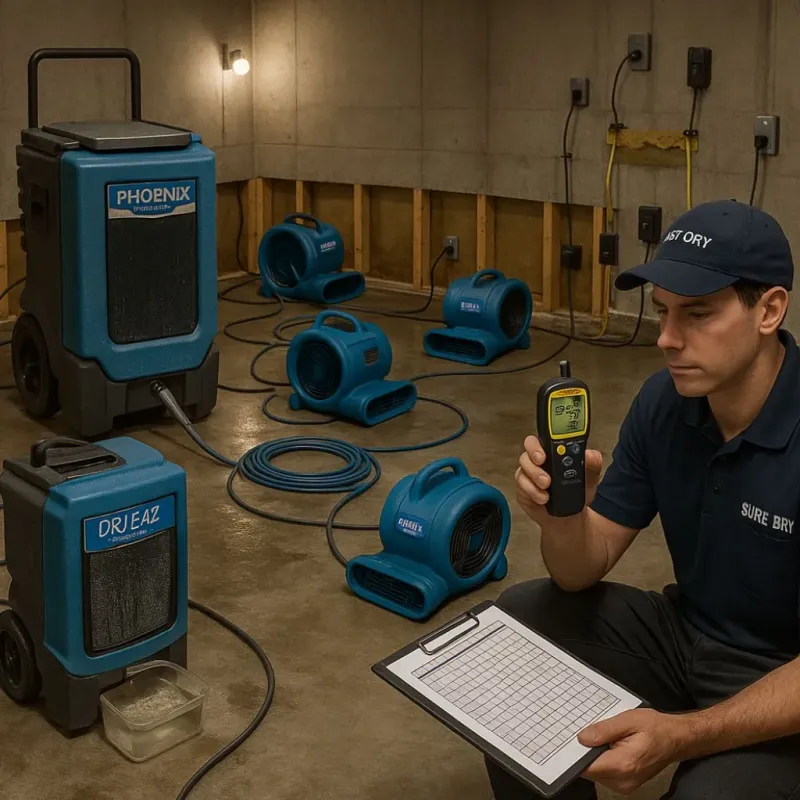 Structural Drying and Dehumidification process in North Chicago, IL